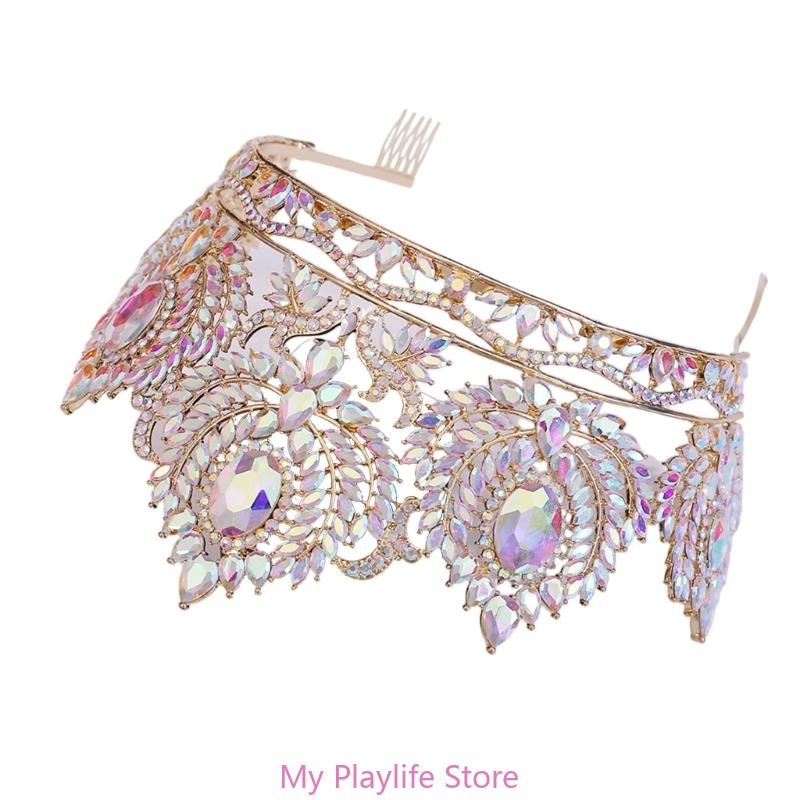 Elegant Crystal Crowns Comb for Women Princess Tiaras for Special Event