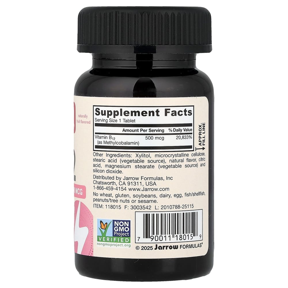 Jarrow Formulas Methyl B12 Cherry Flavor 500mcg Chewable Lozenges 100 Tablets