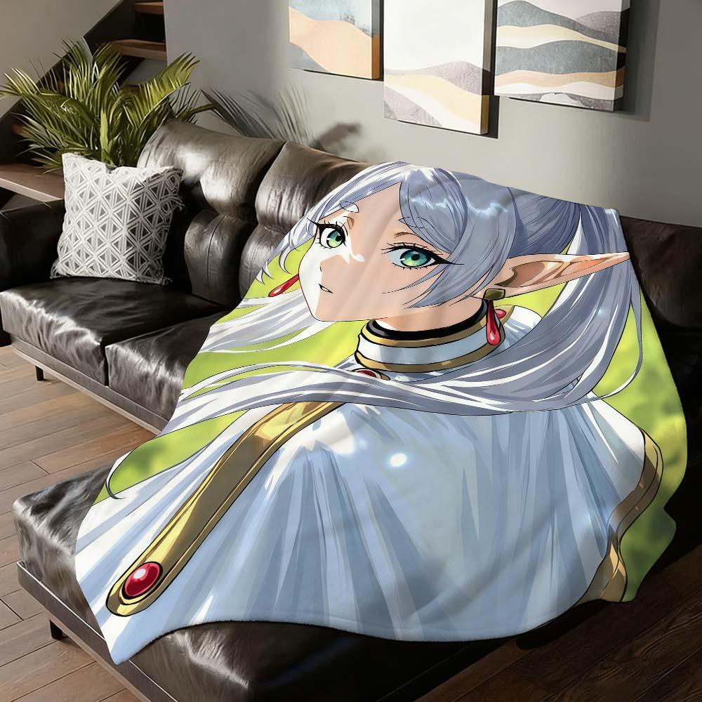 Adventure anime F Frieren Blanket For Sofa Office Bed Plane Travel Sleep Read Relax Camping Soft And Warm