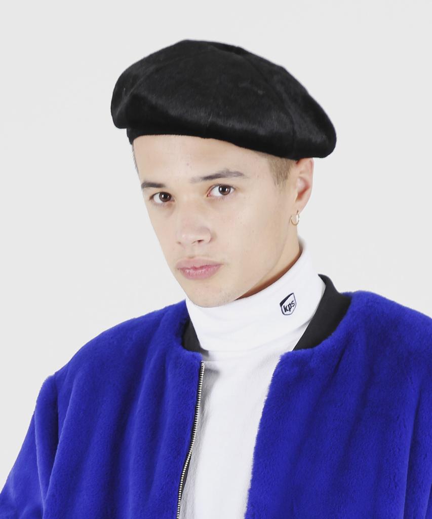 PEACE MAKER Calf Skin Beret (Black)