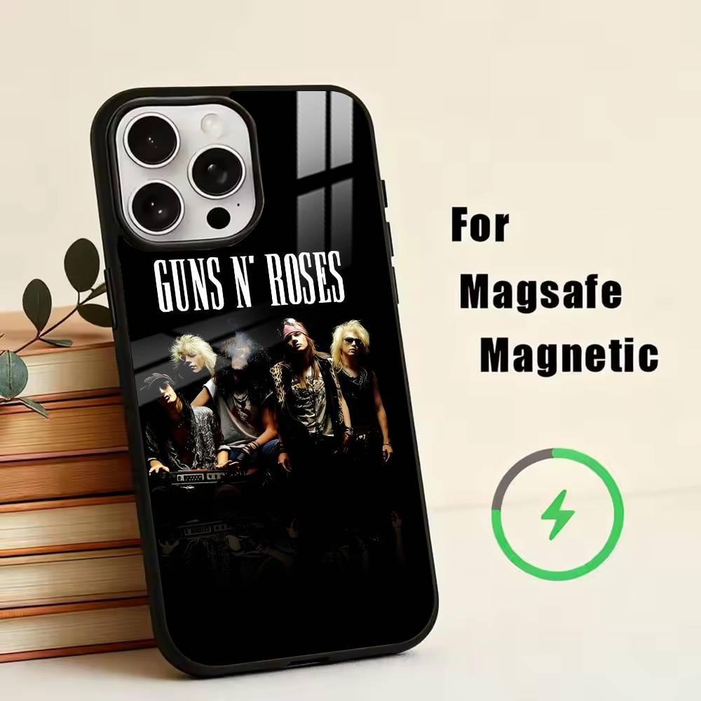 

Band G-Guns N Roses Phone Case For Magsafe Wireless Charging For iPhone17,16,15,14,13,12,11 Plus,Pro Magnetic iPhone12