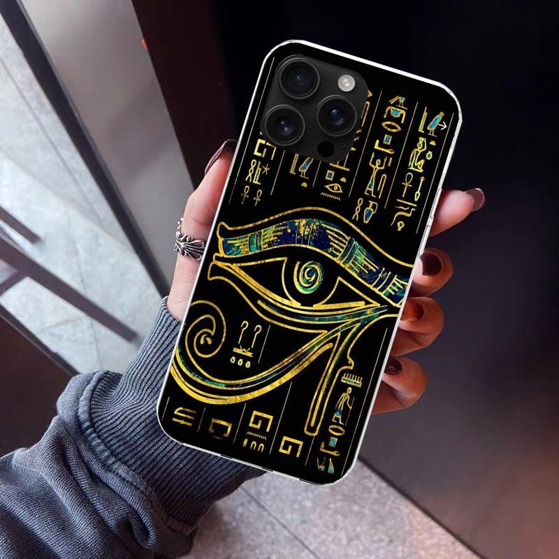 Sacred Eye of Horus Egypt Fresco Phone Case For iPhone 17 Air 16 15 Pro Max 14 Plus 13 Mini 12 11 Cover 7 8 SE Silicone Shell Pr