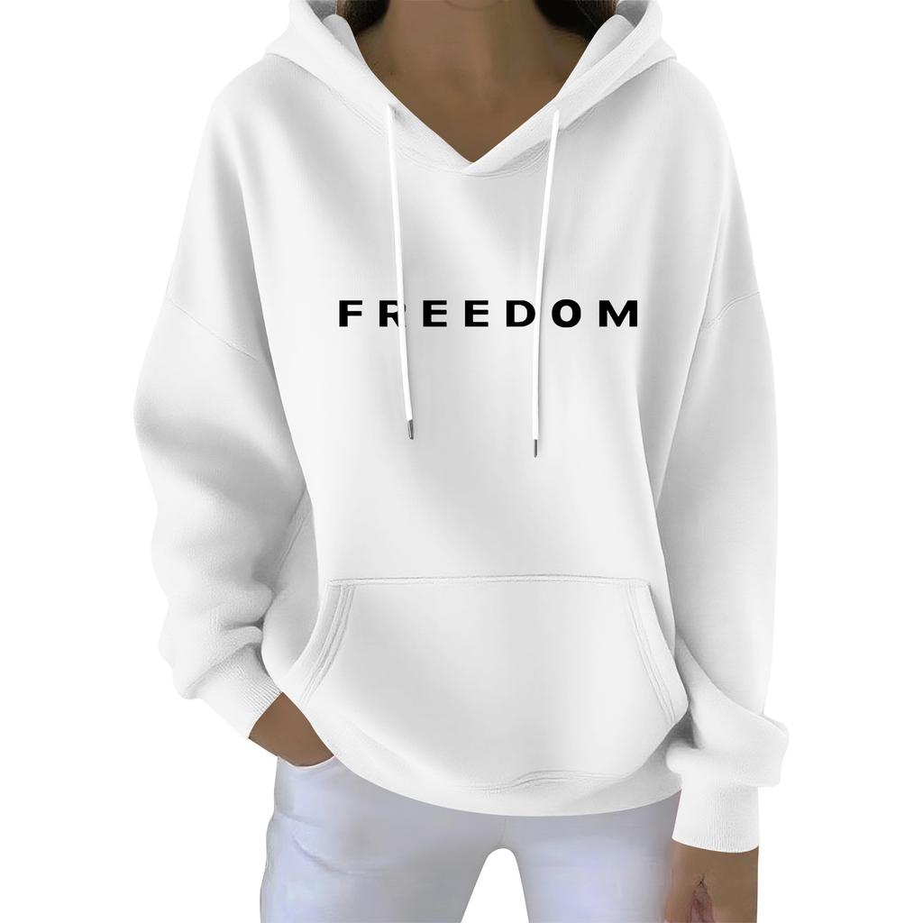 Kvinners uformelle motetrykk Langermet sweatshirt med hette