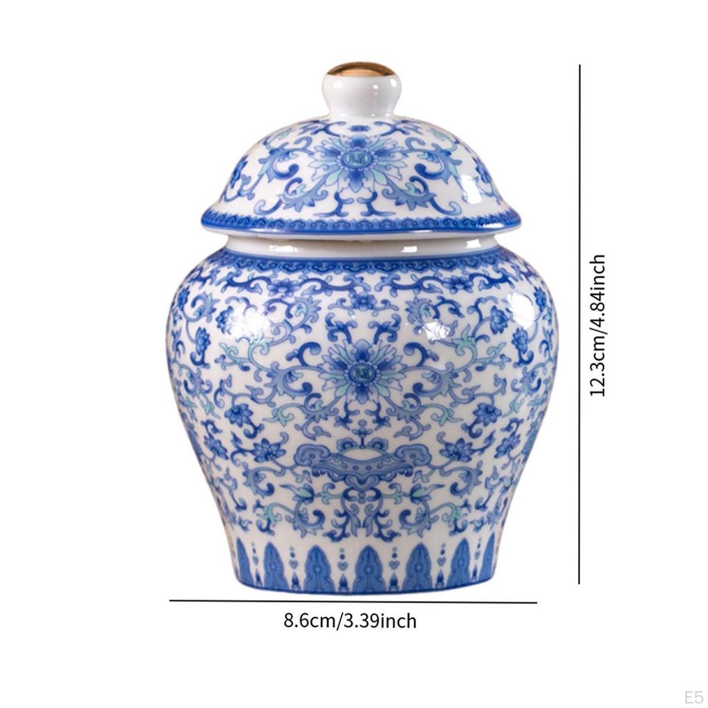 Chinese Porcelain Flowers Tea Canister Ginger Jar 250ml Storage Decorative Vase for Bedroom