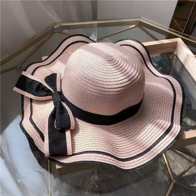 Khaki Summer Shade Straw Hat Women's Fashion Sunscreen Hat Outdoor Seaside Beach Hat Foldable Sun Hat