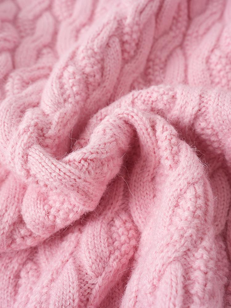 Sweter wełniany z kablem z wysokim dekoltem na zimę 2025 dla dzieci