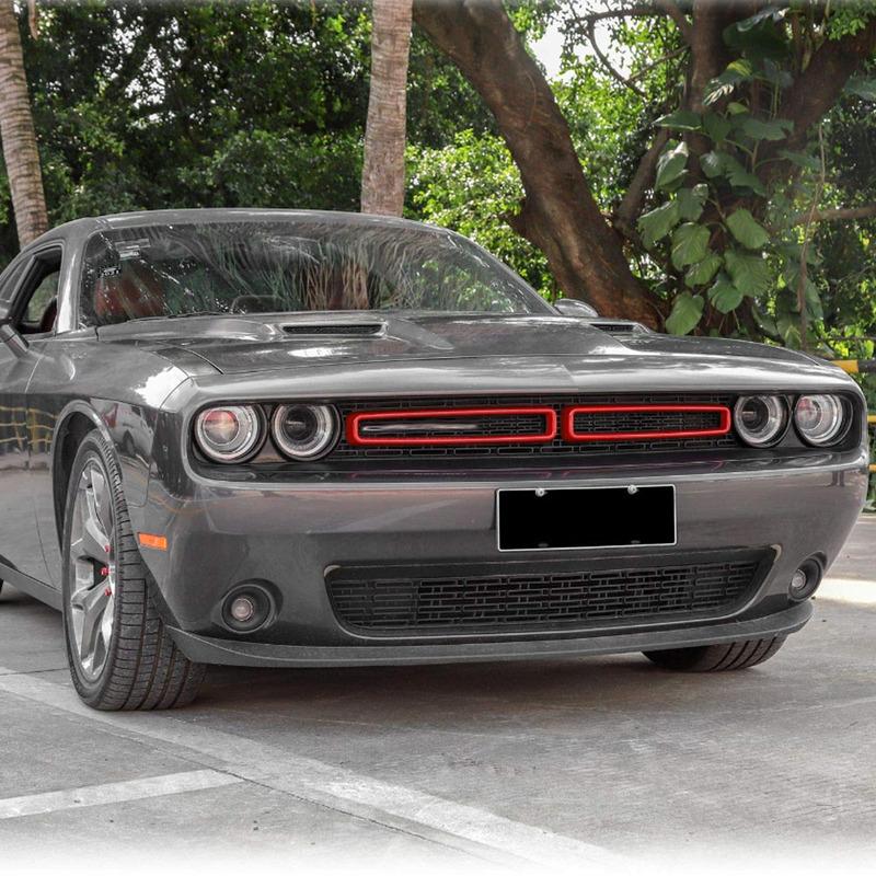 2 Stück Frontgrill Gitter Abdeckung Zierleiste für Dodge Challenger 2015- Schwarz Rot Blau Gelb
