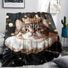 Retro Mysterious Kitten Print Flannel Blanket,High quality Comfortable for All Seasons,Home Decor,Warmth and Comfort,Perfect for Christmas Gifts