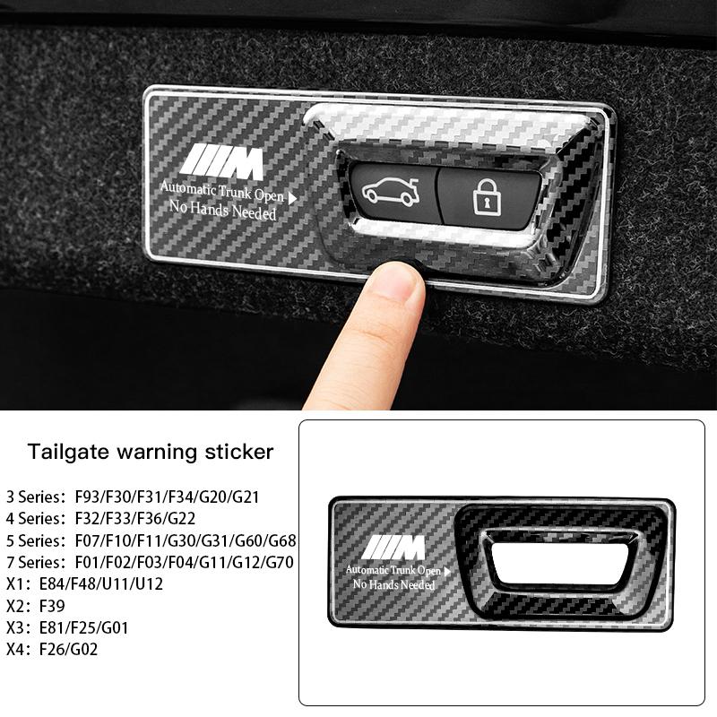 Car Electric Tailgate Warning Metal Trunk Paste For BMW X1 X2 X3 X4 X6 G30 G20 G11 G12 G60 F30 F20 F10 F34 F07 E46 E90 Stickers CJ6