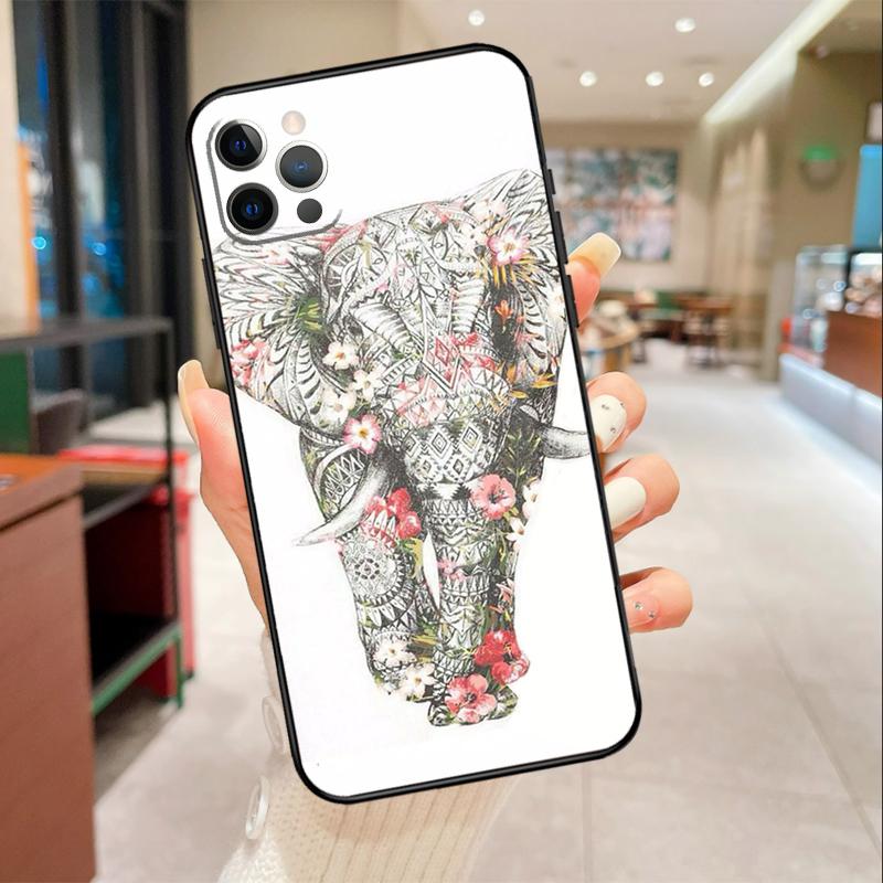 Elephant Mandala Aztec Phone Case For iPhone 16 15 14 11 12 13 17 Pro Max mini 15 Plus 16e 17 Air Protective Cover