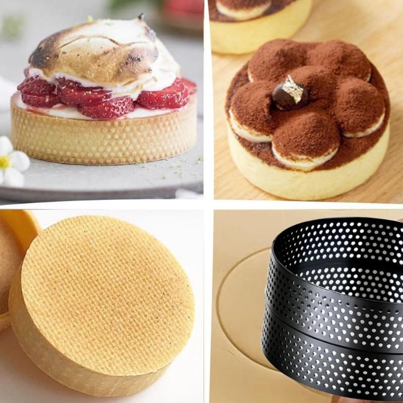 Set of 8 Stainless Steel Tart Molds Professional Perforated Cake Rings for Baking Cooking Pastries and Fruit Tarts