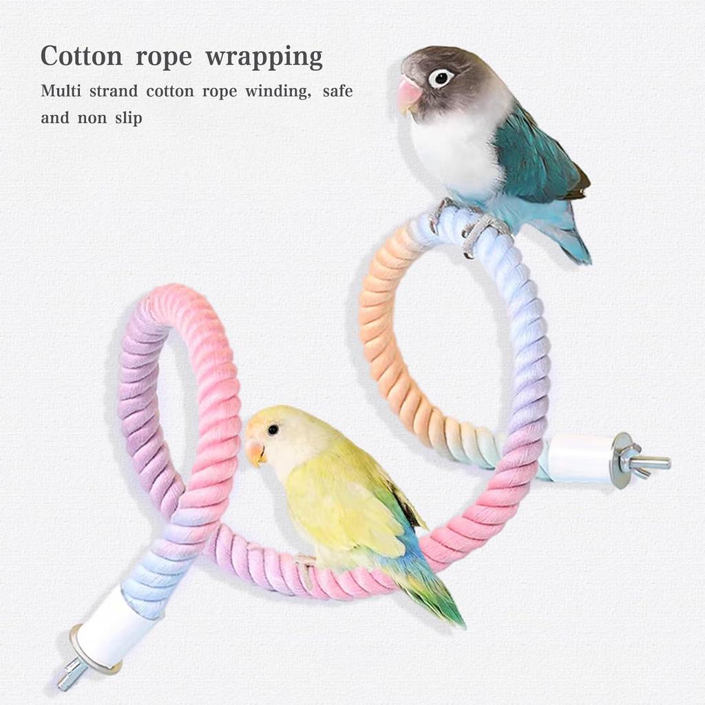 2pcs Gradient Colorful Bird Rope Perch Stand,Bird Cage Climbing Rope Toys Accessories,Bendable Climbing,Parakeet Lovebirds Cockatiels Budgies Play