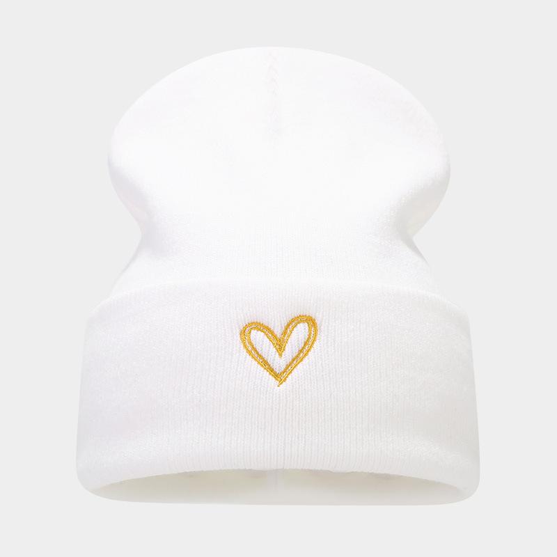 Autumn and Winter High-quality Thickened Large Board Love Embroidery Knitted Hat Men's and Women's Fashion Versatile Stacking Hat Personalized Cold