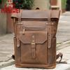 Men's Crazy Horse Leather Backpack - Genuine Leather Retro Large Capacity Double Shoulder Bag for Outdoor Travel, Mountaineering, and School.