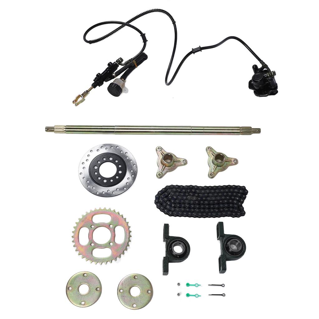 600mm Go Kart Rear Live Axle Kit with Brake Assembly Chain for 50cc 70cc 90cc ATV Quad Bike Drift Trike