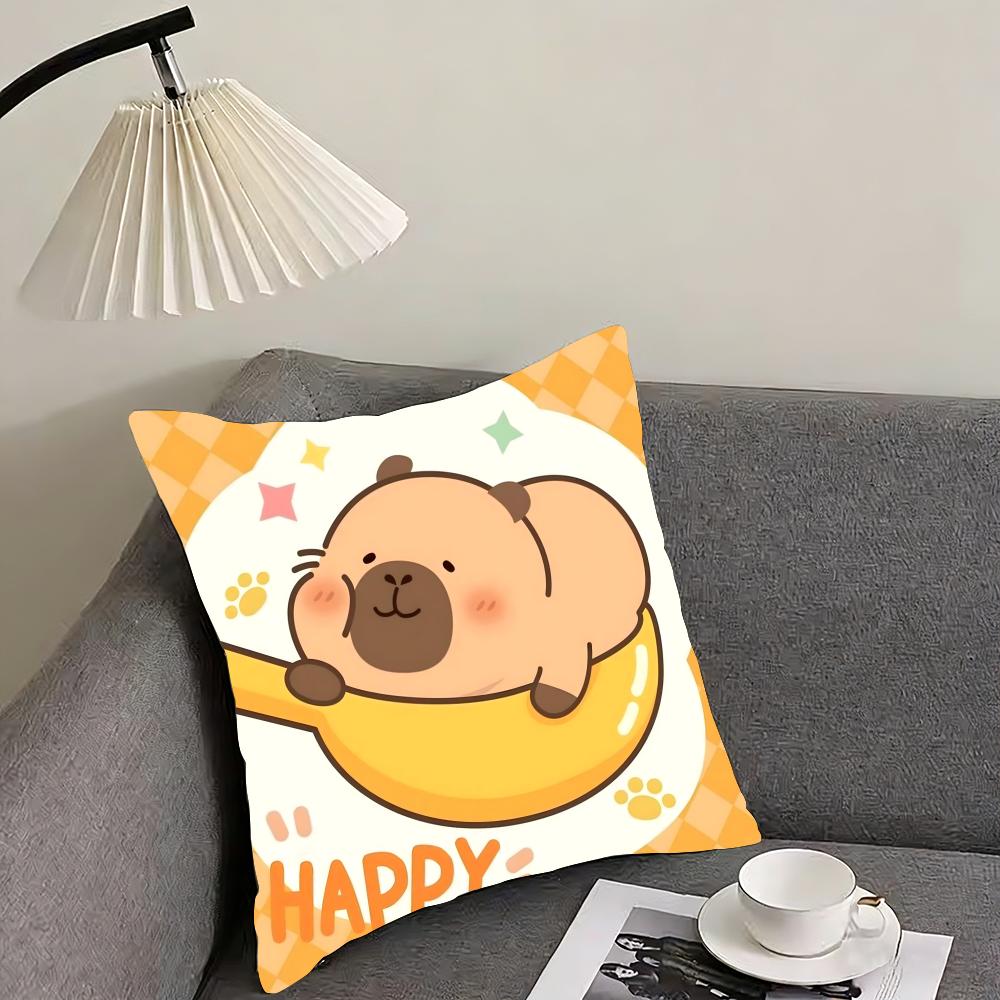 

Cute Cartoon Capybara Cushion Cover Pillowcase Ultra Soft Skin Friendly Fabric Cloud Like Comfort Concealed Zipper 30x30cm