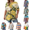 Fashion Plus Size Women's Casual Short Sleeve Round Neck Floral Print T-shirt With Pockets