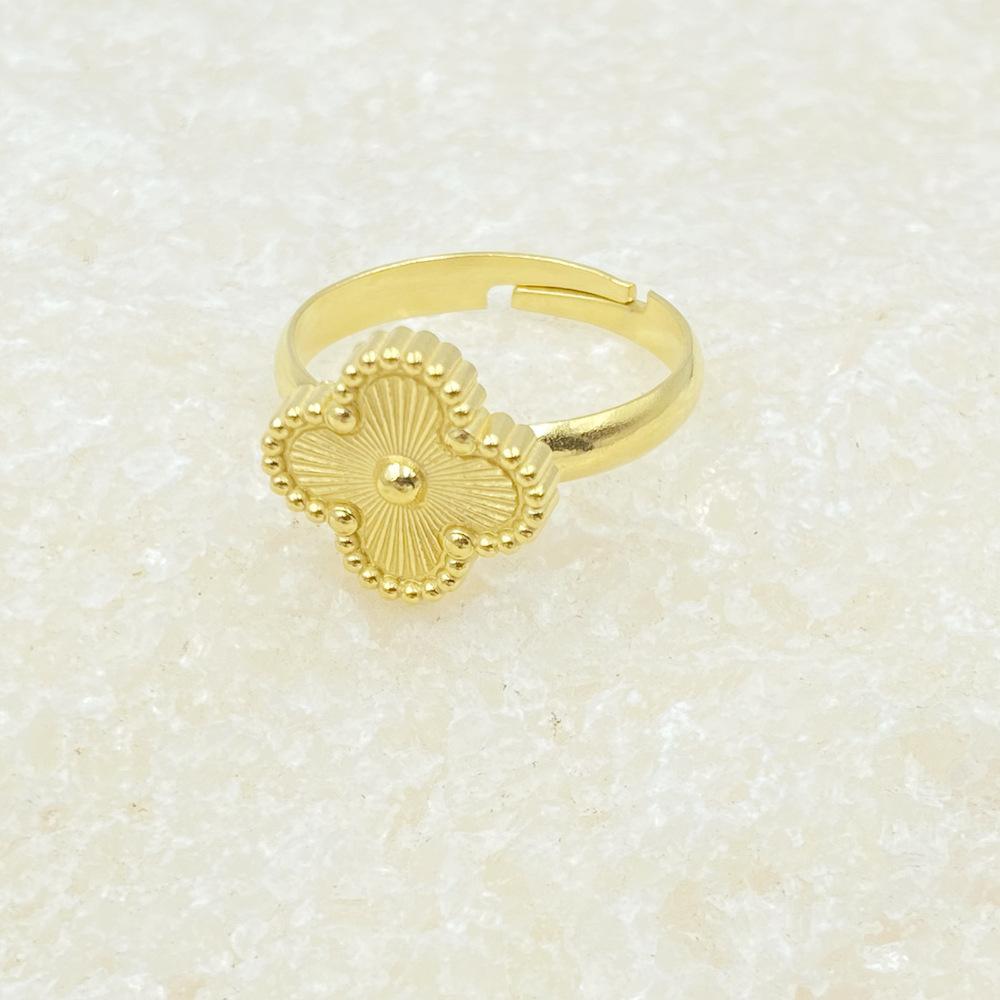 13 мм Высококачественное Модное Кольцо Четырехлистник Титановая Сталь Сладкий Стиль Открытое Регулируемое Женское Кольцо