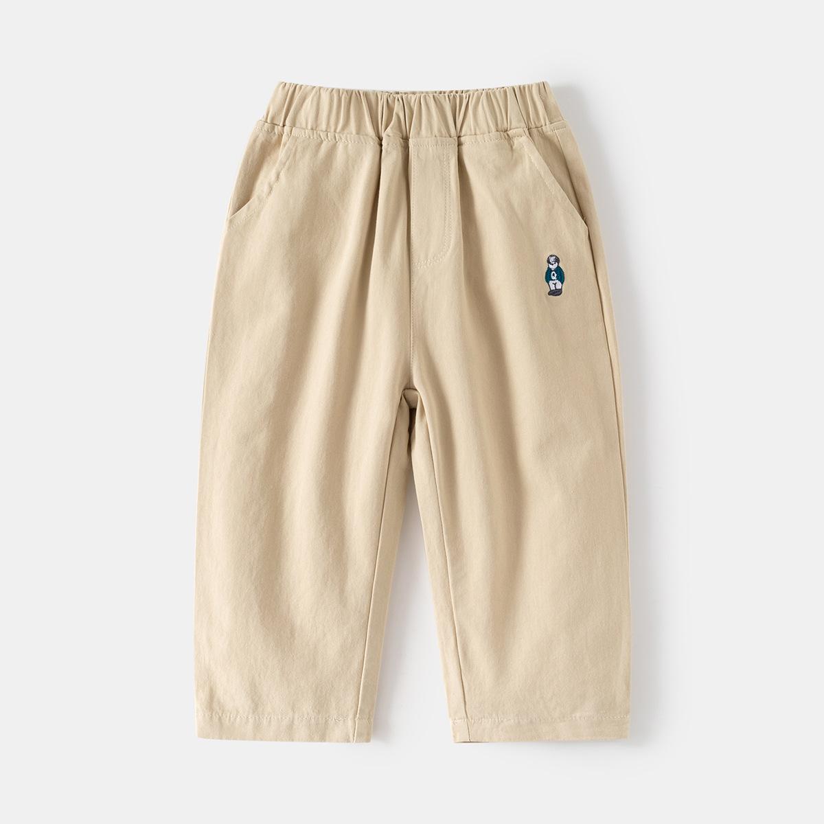 

Мальчики хлопковые тканые длинные брюки весна и осень детская одежда детские детские мальчики повседневные брюки 120cm хаки