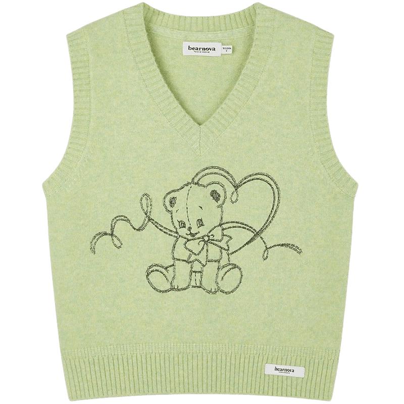 

Teenie Weenie Bear Embroidered V-Neck Knit Vest M