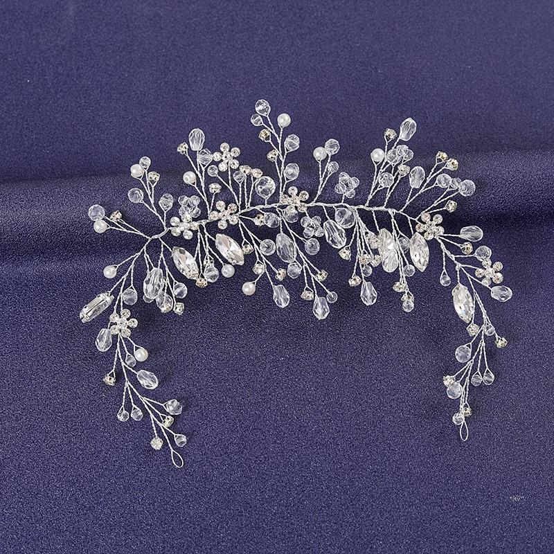 Silver Color Crystal Hairband For Women Prom Pearl Rhinestone Headband Bridal Wedding Hair Accessories Jewelry Hairband Tiaras