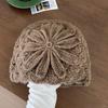 Flower Decorated Knitted Cap Warm Women's Beanie Retro Woolen Cap  Outdoor