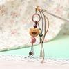Peach Wood Coffee Bean Teddy Bear Heart Handbag Charm Pendant Keychain