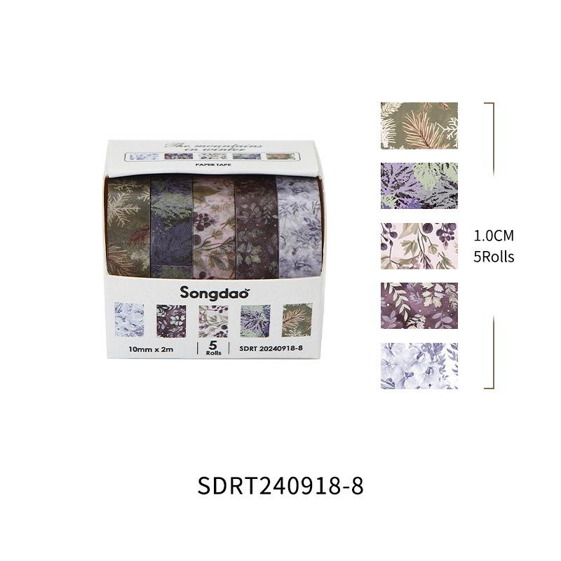 5 Rollen/Set Winterberg-Serie Blumen Washi Tape Saisonale Blumen Blätter Dekorativ Schnee Masking Tapes für Kunst DIY