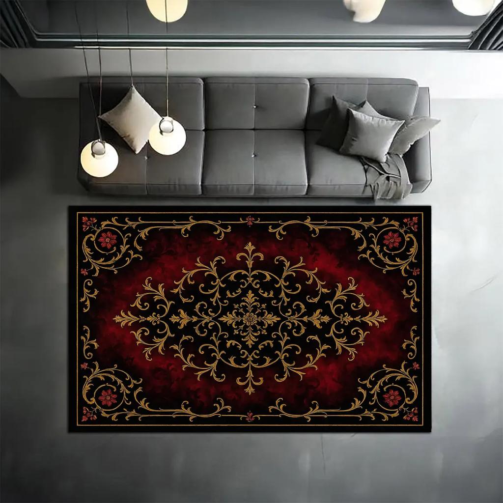 Μπλε Βαρόκ Εξωτερικό Χαλί, Κομψό Μεσογειακό Χαλί Βεράντας, Πλενόμενο Διακοσμητικό Πατάκι Κήπου, Αδιάβροχο Διακοσμητικό Πατάκι Μπαλκονιού