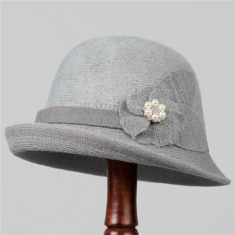 Elegant Mom Hat Ladies Autumn Warm Winter Knitted Basin Hat Old Lady Grandma Bucket Hat