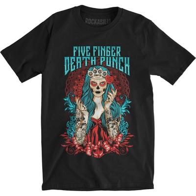 Five Finger Death Punch Men's Lady Muerta Slim Fit T-Shirt Black