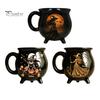Kaffee Milch Heiße Schokolade Tasse Halloween Hexe Kessel Tasse, 350ml Vintage Gotisch Dreibeiniger Zaubertopf, Tasse für Schwarze Katze Keramik Haus Und Büro Dekoration Drei
