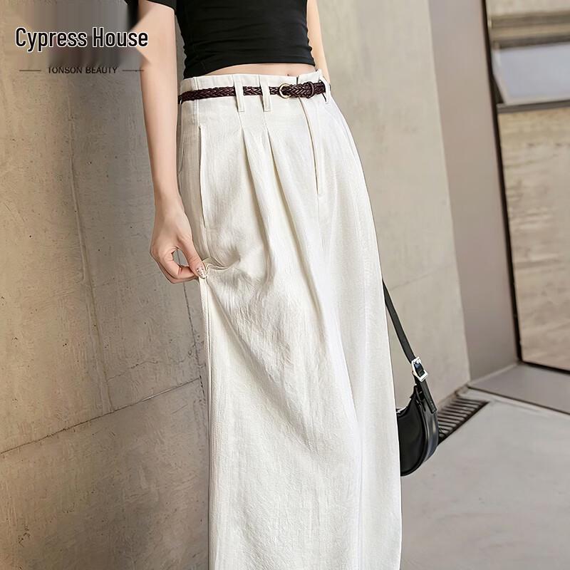Women s High-Waist Wide-Leg Pleated Casual Pants M грязно-белый