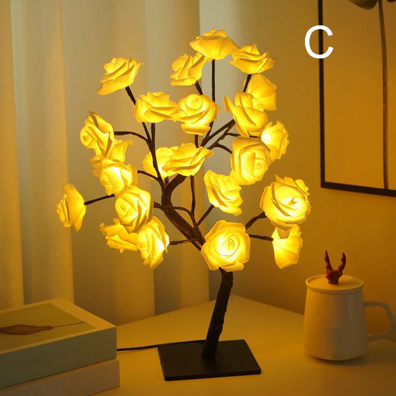 LED Table Lamp Light Rose Flower Tree USB Decoration Party Children's Room Gift