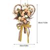 Artificial Carnation Wreath Heart Shaped Artificial Flower Wall Hanging Decoration with Bow Champagne