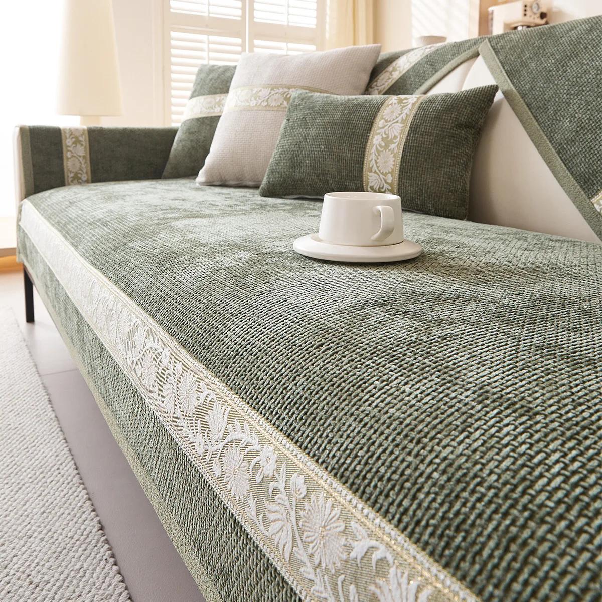 

Нескользящий чехол для дивана из шенилла для гостиной, универсальная подушка для дивана Four Seasons, легкие чехлы для диванов во французском стиле, роскошные чехлы для диванов для дома 70x70