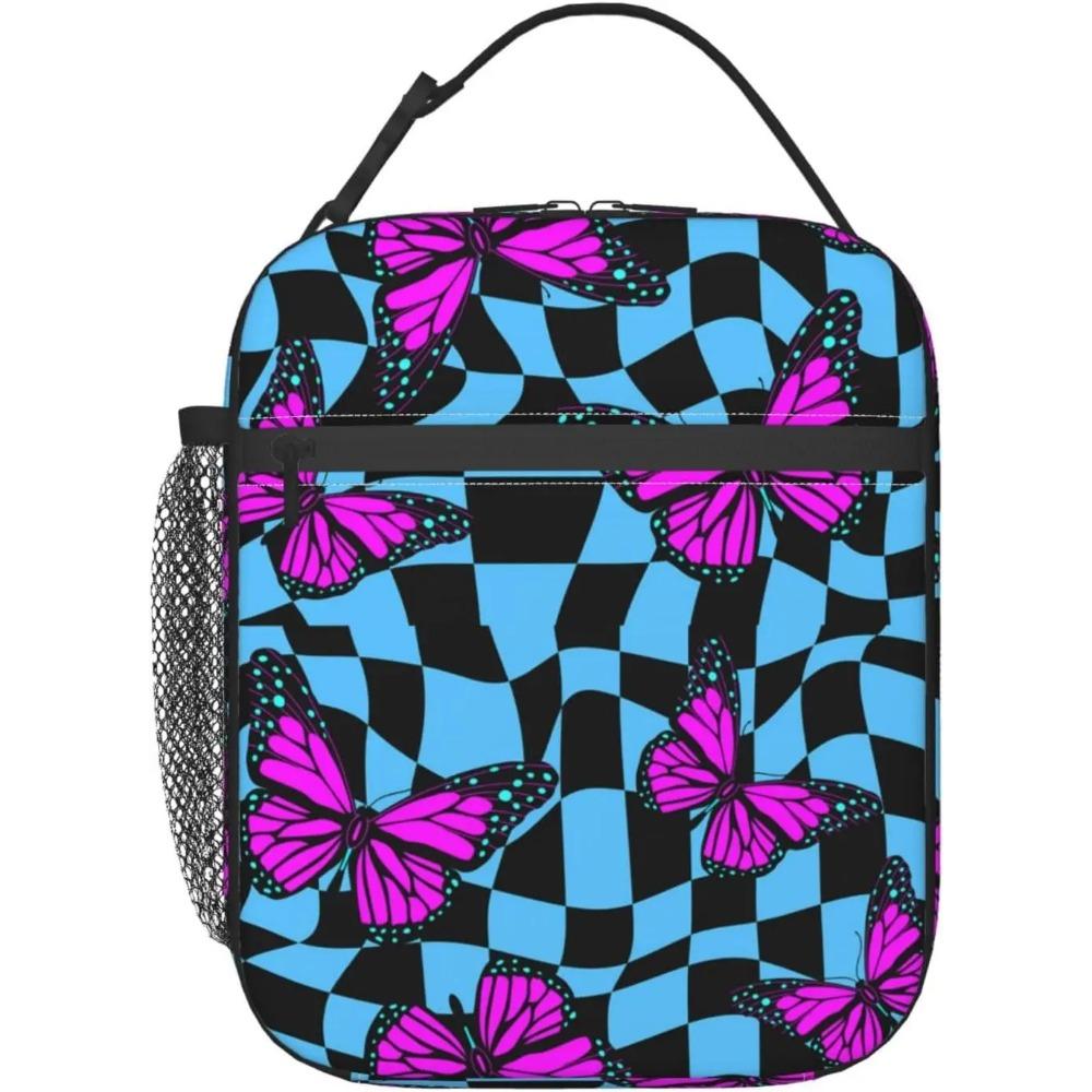 Colorful Cats and Dogs Lunch Bag Reusable Lunch Box Food Tote Container with Side Pocket for Work School Picnic