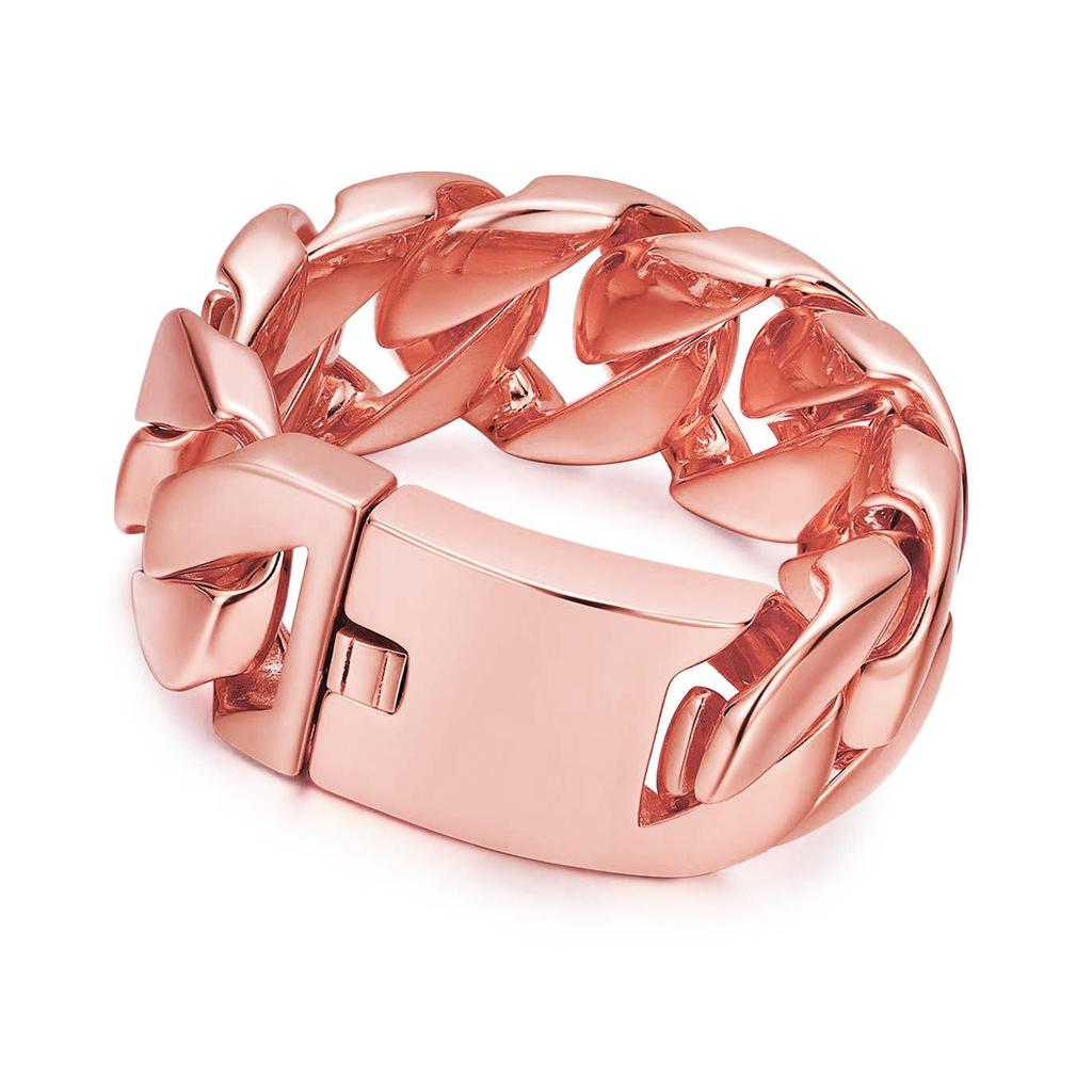 European & American Hot-Selling 32mm Thick Cuban Chain Bracelet Set - Bold Gold Titanium Steel Design