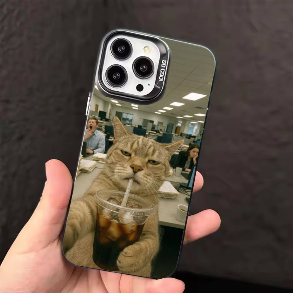 Funny office cats  Phone Case For iPhone 17,16,15,14,13,12,11,Pro Max,Plus Candy Silver Cover