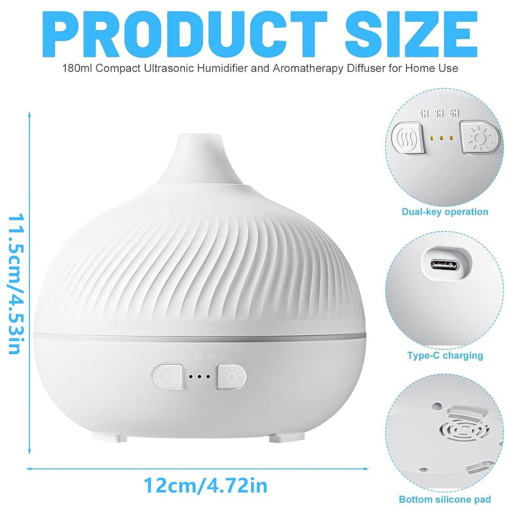 Aroma difuzér s 7barevným ambientním světlem, USB zástrčka, elektrický difuzér na olej, mlhový zvlhčovač vzduchu do obývacího pokoje, k krbu, na stůl, do hotelu, lázní