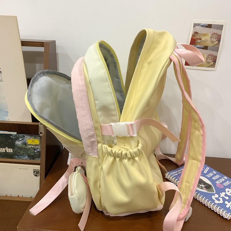 Студенческий школьный женский рюкзак с контрастным цветом и пятиконечной звездой — фото 16