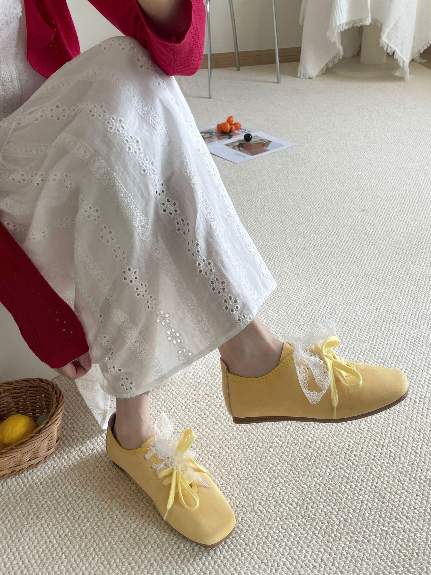 

Модные кроссовки-балетки IPPEUM Женские красные туфли-балетки 2025 Новые винтажные балетки Балерины Zapatos Mujer 245 жёлтый