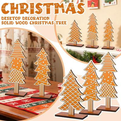 1 Pack 3pcs Christmas Wooden Desktop Ornaments Letter Christmas Tree Scene Dress Props Decorations
