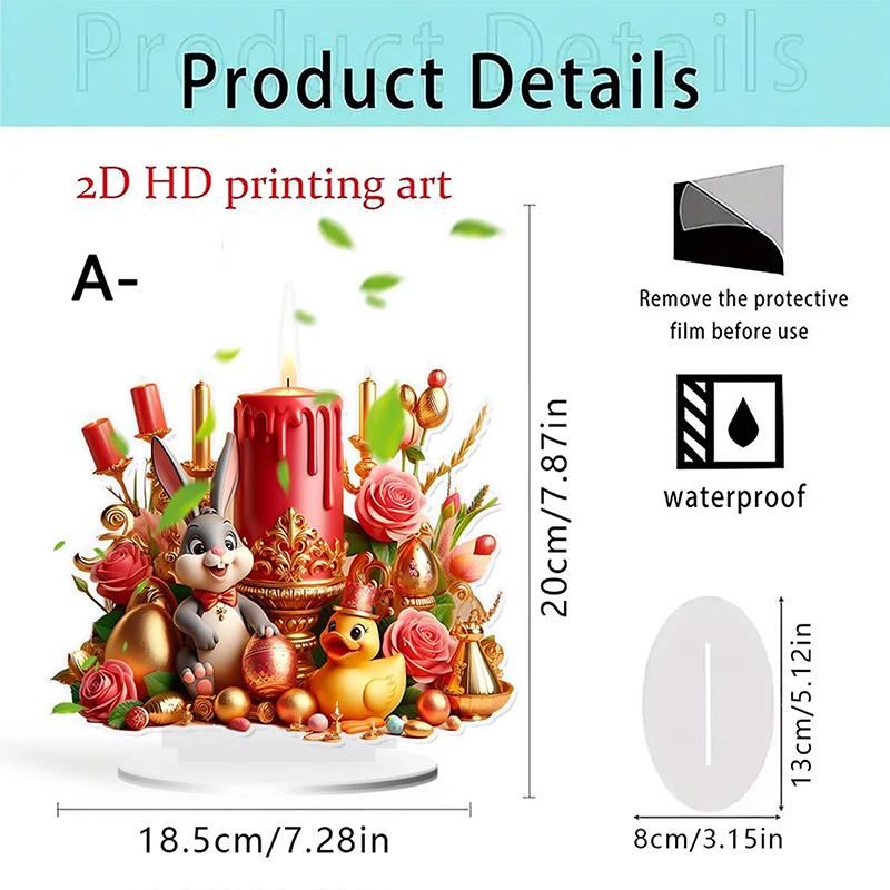 Bohemian Style 2D Acrylic Cute Easter Egg Rabbit Village DIY Decoration Festival Decor Desktop Ornament Easter Gifts For Bedroom