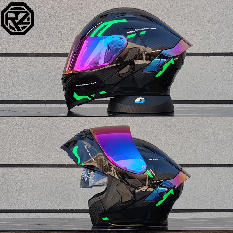 Motorradhelme Doppelvisier Modularer Klapphelm DOT-geprüft Integralhelm Motorrad-Rennhelm Klapphelm für Motorrad