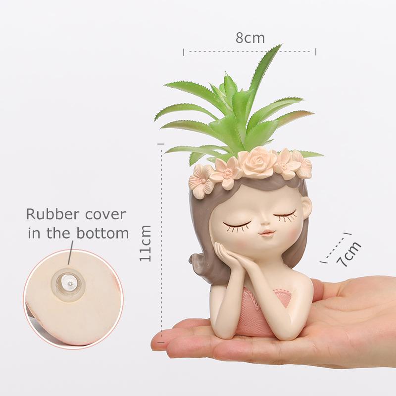 Cute Girl Flower Pot for Succulents, Decorative Planters Girls Portrait Garden Pots for Home Decor Desktop Ornamentpotsforplants