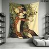 Calvin and Hobbes Wall Tapestry Aesthetic Wall Hanging Printed Fabric Blanket Decorative Tapestries for Bedroom Living Room Home Decor