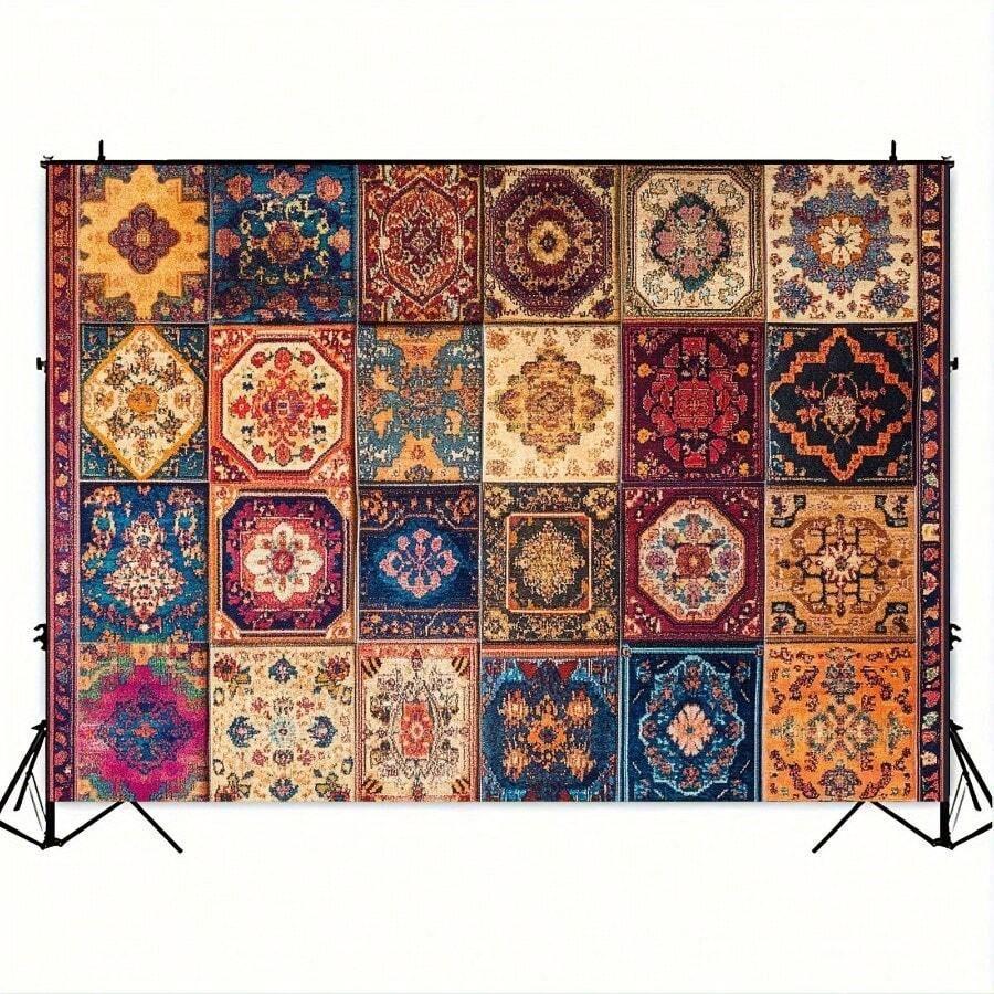 Tapestry bright retro background in Moroccan style 75x100 чёрный