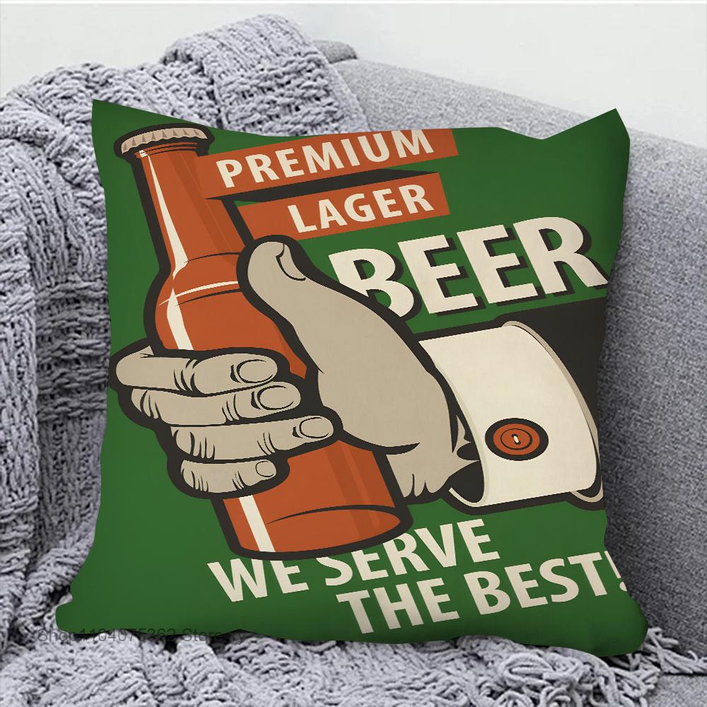 Beer Cigarette Coffee Pillow Case Square Pillow Bedroom Sofa Leisure Comfort Cushion Car Living Room Home Decoration
