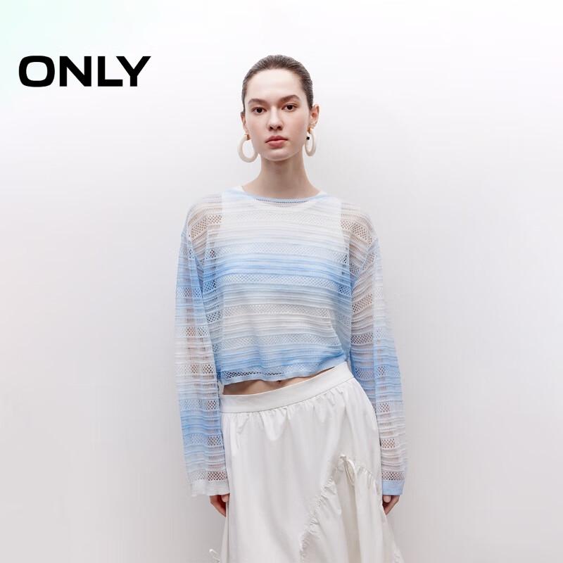 

ONLY Women s Loose Fit Hollow-Out Gradient Knit Sweater L
